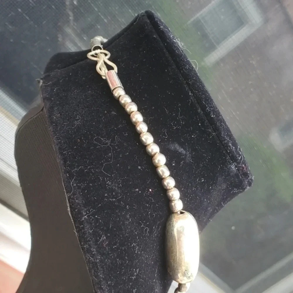 Vintage  Liquid Silver & Carneloan Double strand necklace‎